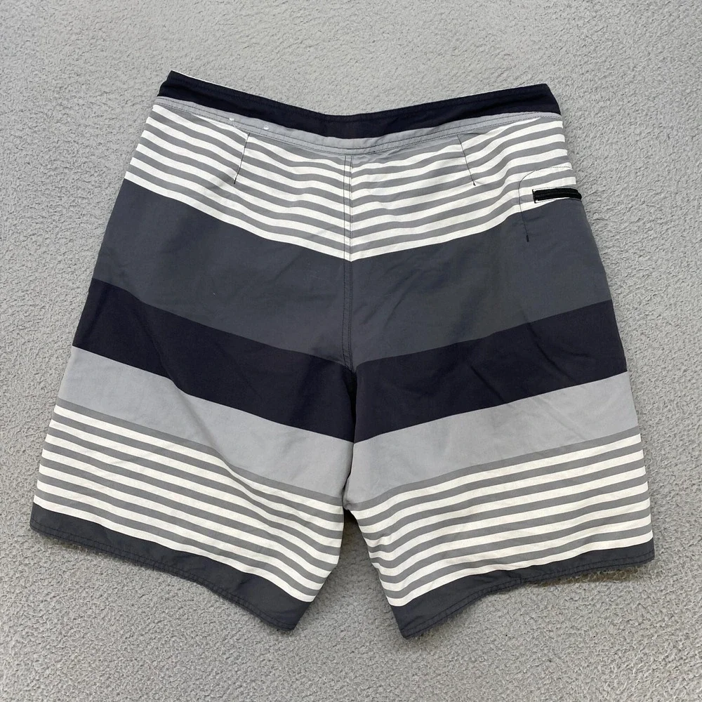 Patagonia Board Shorts Mens 36‎ Wavefarer Outdoor Striped Beach Surf Pocket Gray